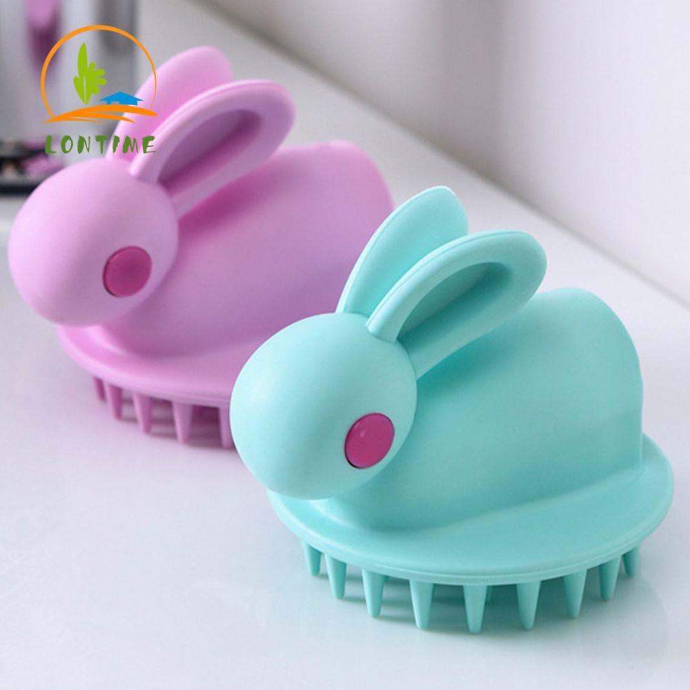 [Hàng mới về] Bàn chải gội đầu bằng silicon hình chú thỏ dễ thương nhiều màu tiện dụng