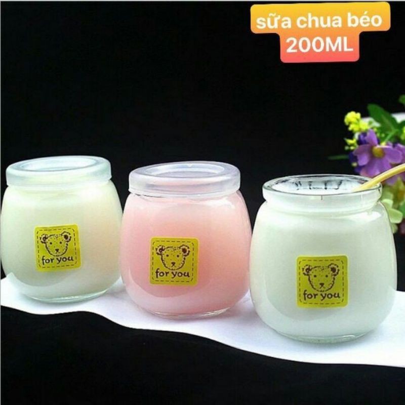 HŨ THỦY TINH 200ML DÁNG BÉO THẤP LÀM SỮA CHUA, CARAMEN, TRỮ SỮA (thực đựng 160ml - 180