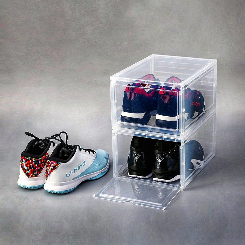 Hộp nhựa cứng size to đựng giày thể thao sneaker nam sandal dép nữ trong suốt nắp nam châm nhựa cứng cao cấp để đồ 2Z13