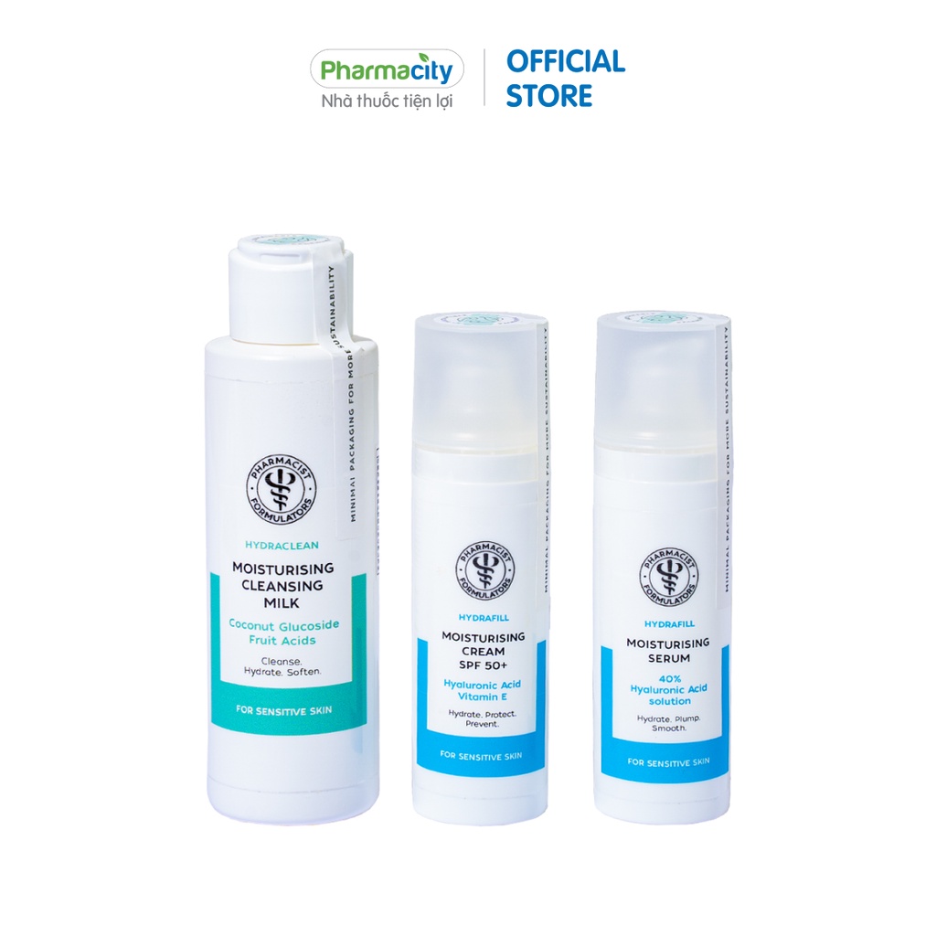 Bộ Pharmacist Formulators sản phẩm size nhỏ du lịch Sữa rửa mặt dưỡng ẩm- Kem dưỡng ẩm chống nắng - Serum dưỡng ẩm