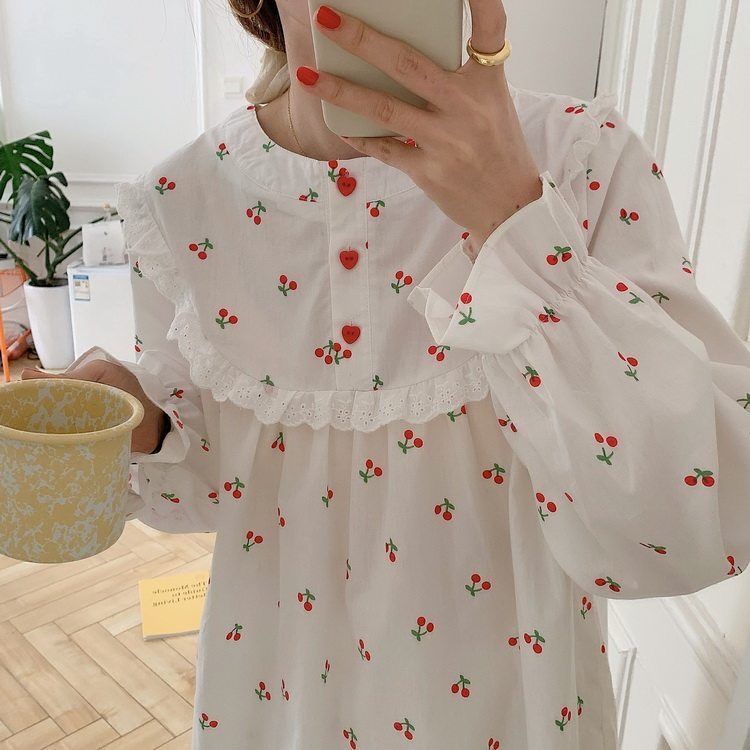 Đầm Ngủ Tay Dài Kiểu Công Chúa Thiết Kế Ngọt Ngào Cho Nữ