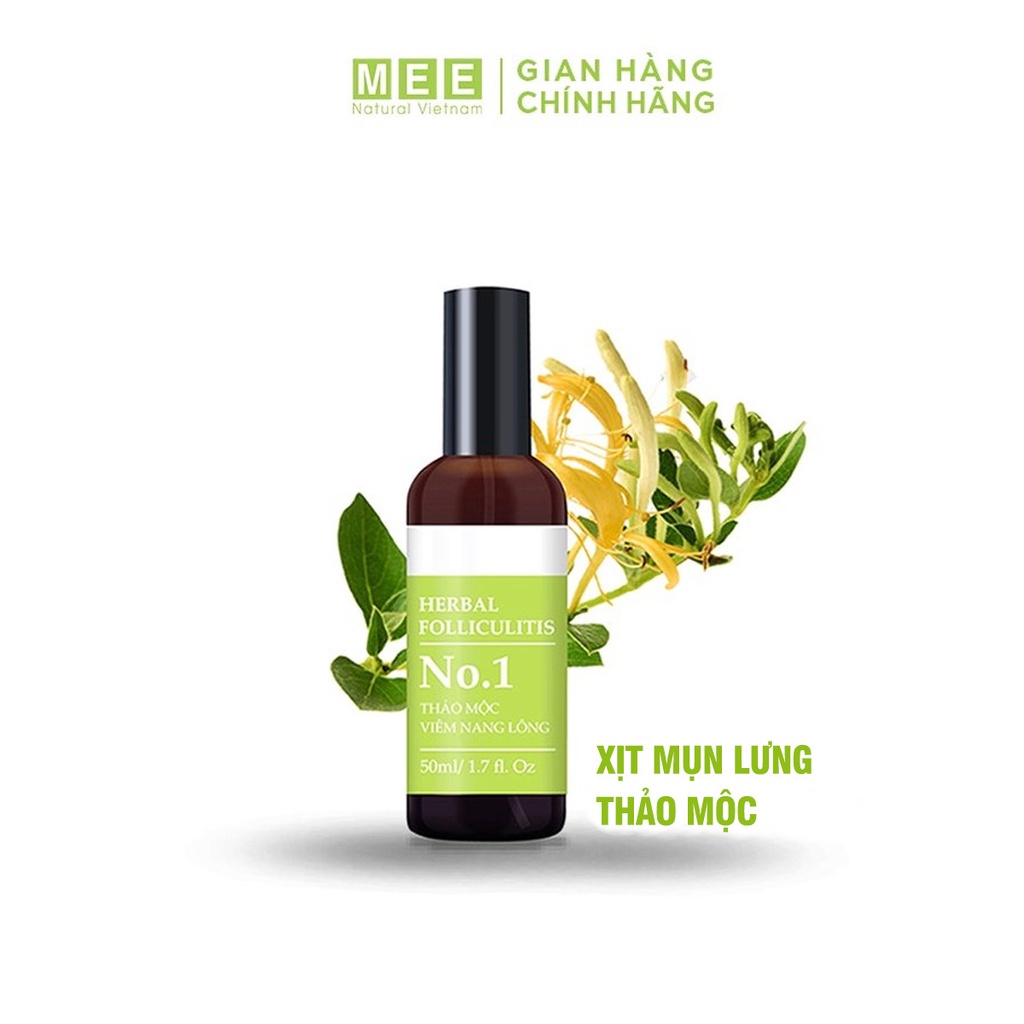[Mã COSMEE204 - 8% đơn 250K] Xịt mụn lưng MEE NATURAL 50ml - Thảo mộc giảm mụn lưng, mụn trứng cá Herbal Folliculitis