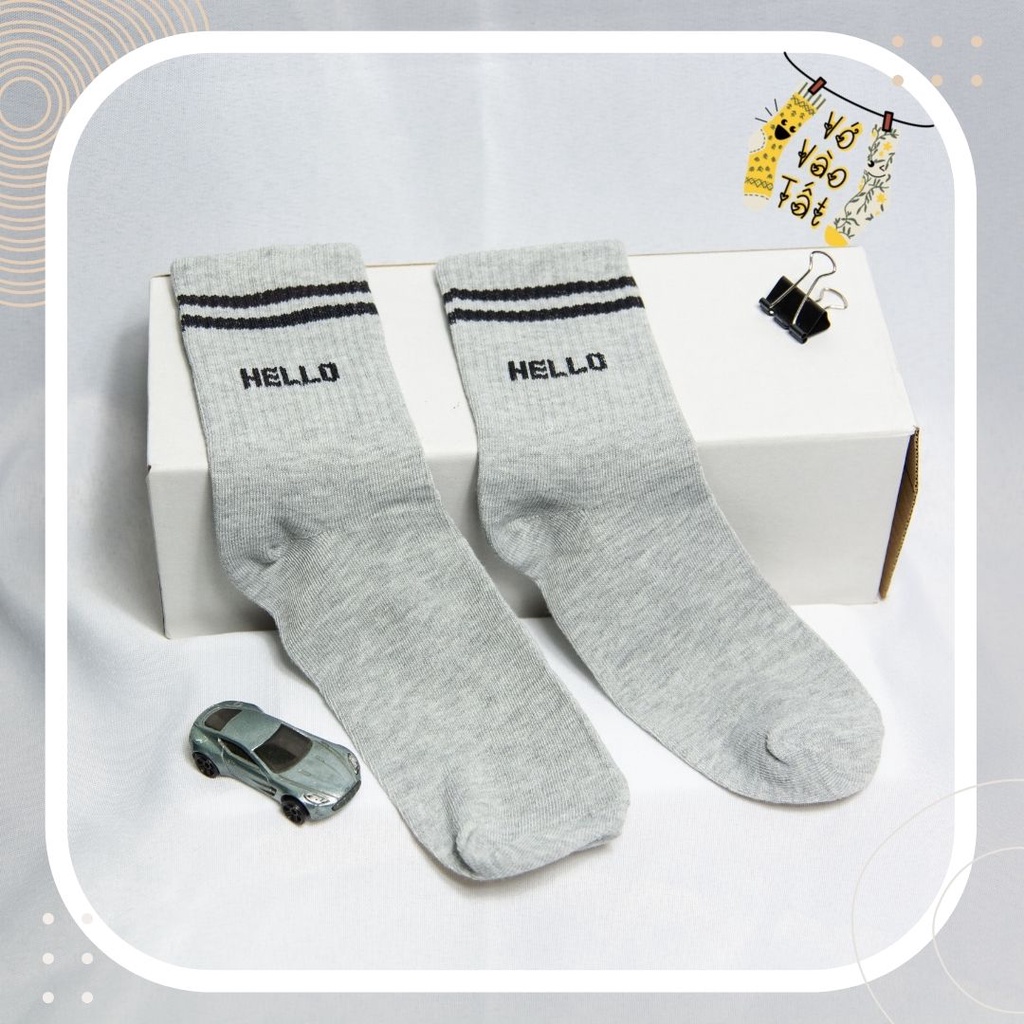 TẤT VỚ UNISEX IN CHỮ CÁ TÍNH CÓ SỌC