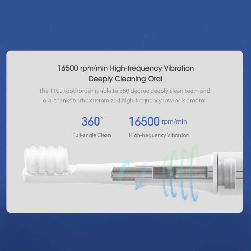 Bàn chải điện xiaomi Mijia T100 kháng nước ipx7 bảo vệ nướu bàn chải đánh răng điện nhẹ 46g