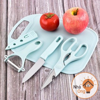 Set dao thớt chế biến đồ ăn dặm cho bộ dao thớt 4 chi tiết chế biến đồ ăn dặm cho bé