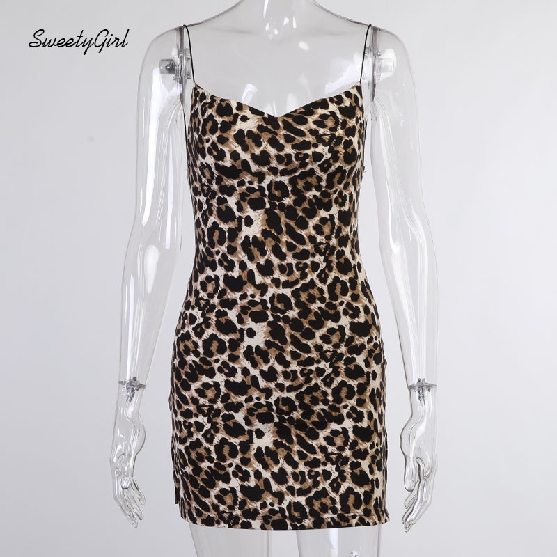 Đầm Mini Không Tay Cổ Chữ V Khoét Sâu In Họa Tiết Da Báo Thời Trang Quyến Rũ Dành Cho Nữ 2022