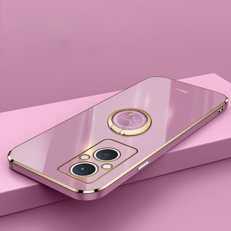 Ốp Điện Thoại TPU Mềm Viền Kim Loại 6D Có Nhẫn Đỡ Cho OPPO Reno 8Z Reno8Z 5G Reno8Z