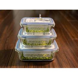 Set 3 hộp thuỷ tinh Inochi - mẫu chữ nhật (370ml + 640ml + 1040ml