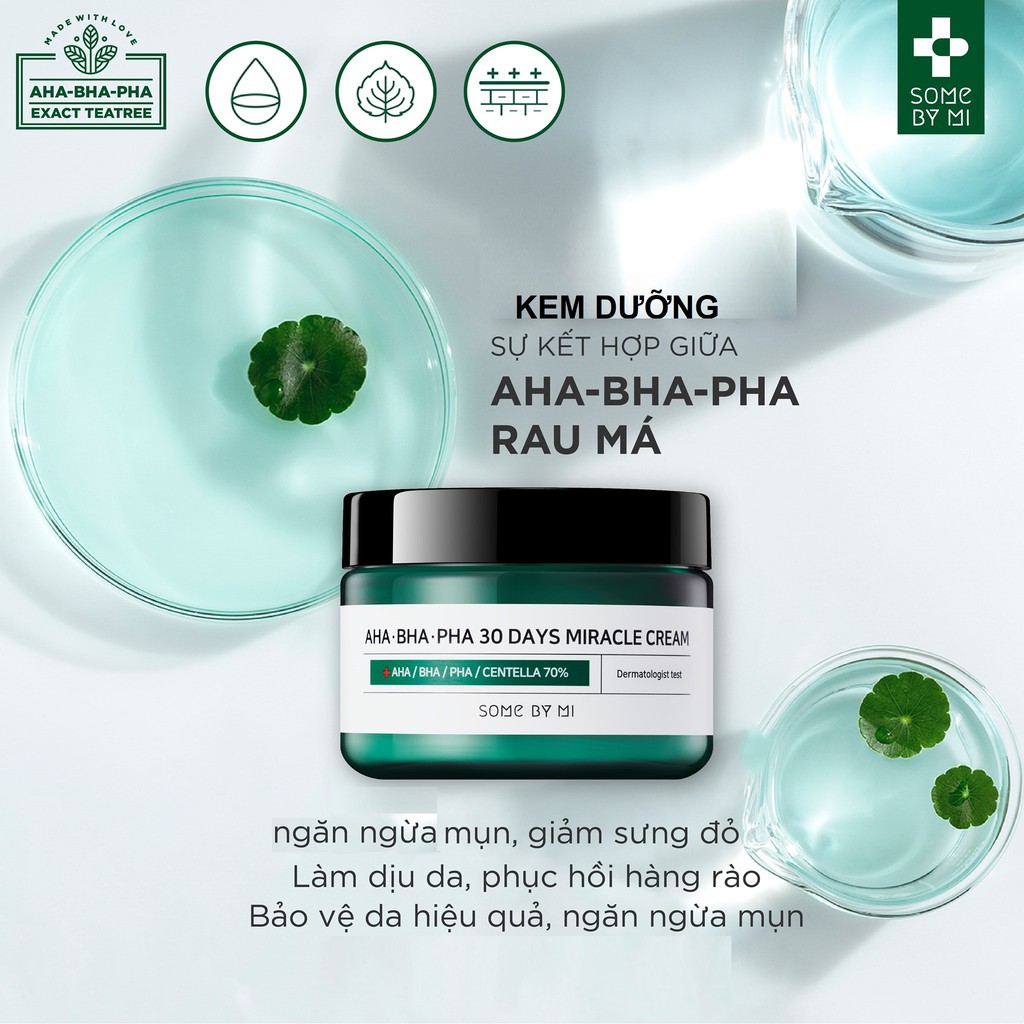 [CHÍNH HÃNG] Kem Dưỡng Giảm Mụn Some By Mi AHA-BHA-PHA 30 Days Miracle Cream 60g