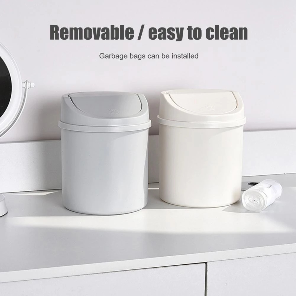 Thùng rác cỡ nhỏ để bàn Có Nắp Xoay Được Tiện Dụng Cho Gia Đình / Văn Phòng