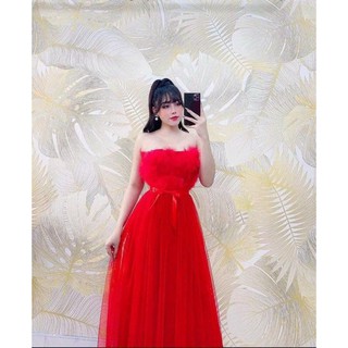 ĐẦM CÚP ĐÍNH LÔNG TÙNG NHÚNG ( ảnh và video thật 1000%)
