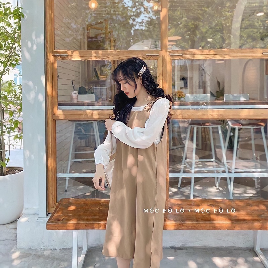 Váy Nữ, Váy Yếm Nỉ Nhung Mix Áo Sơ Mi Dáng Tiểu Thư Hàng Loại 1 | BigBuy360 - bigbuy360.vn