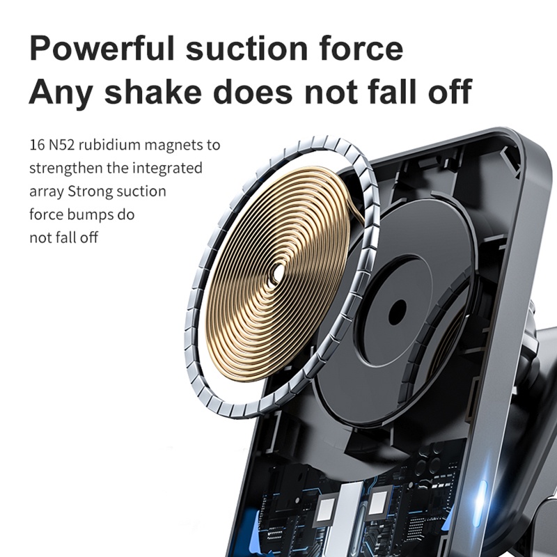 Giá đỡ điện thoại kiêm sạc không dây Magsafe hít nam châm cho iPhone12 iPhone 13 15w sử dụng trên xe hơi  | BigBuy360 - bigbuy360.vn