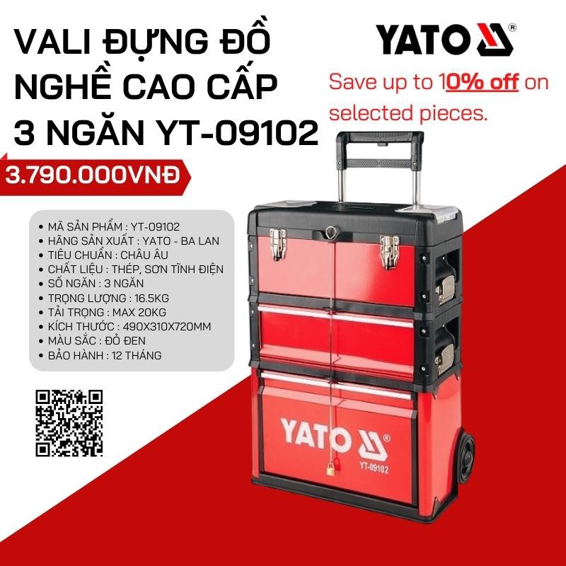 Vali đựng đồ nghề di động 3 ngăn Yato YT-09102