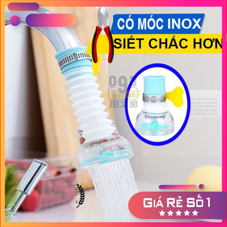 [Xả Kho] Đầu vòi lọc nước tăng áp 360 độ - Vòi tăng áp lực nước rửa chén bát có khóa cổ dê, cánh quạt