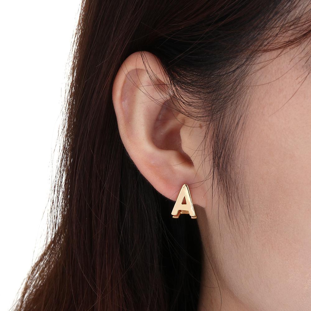 1 Cặp Khuyên Tai Hình Chữ Cái Hai Mặt DIY Thời Trang