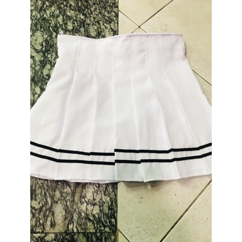 Chân váy tennis phối sọc xinh