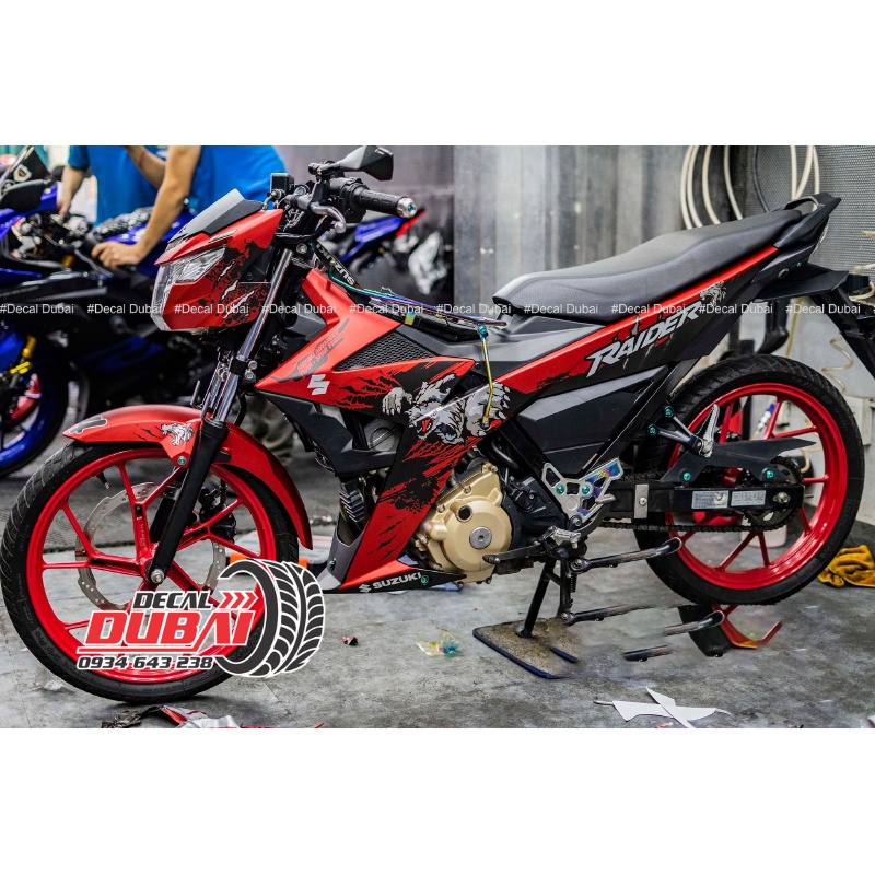 Tem Trùm Raider Đen Đỏ Sói Khoẻ Khoắn - Thiết kế và chỉnh sửa theo yêu cầu