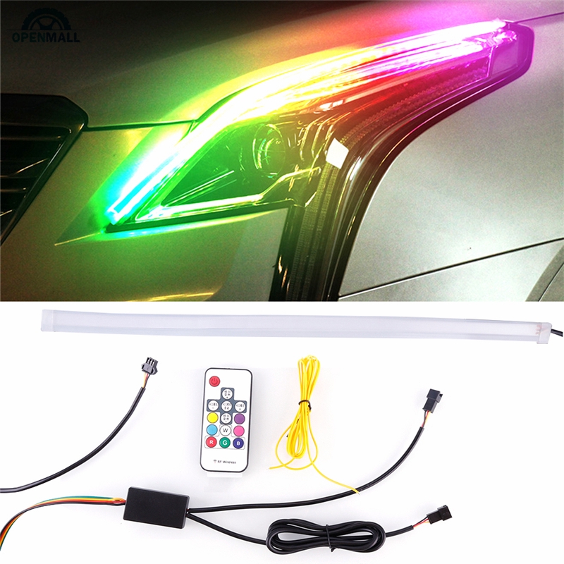 Set 2 dải đèn Led nhấp nháy linh hoạt nhiều màu trang trí đèn Pha xe hơi