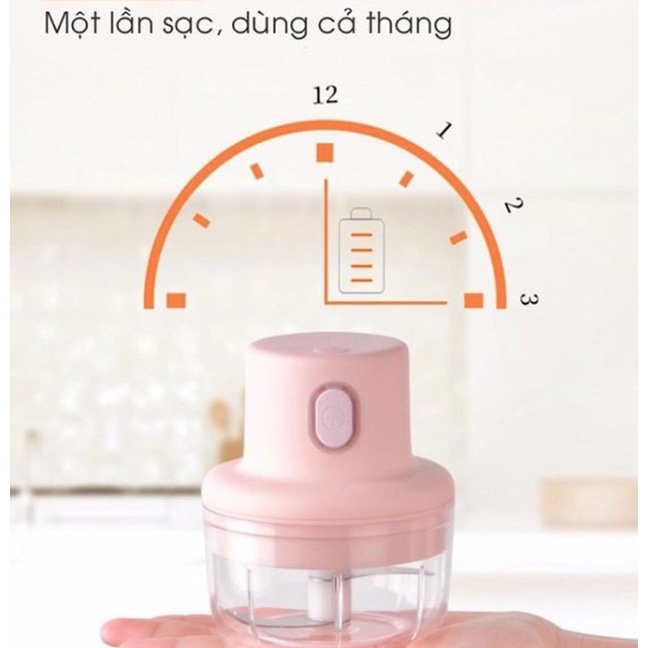 Máy Xay Tỏi Ớt Bằng Điện Dung Tích 250ml, 3 Lưỡi, Công Suất 45W Hàng Chất Lượng.
