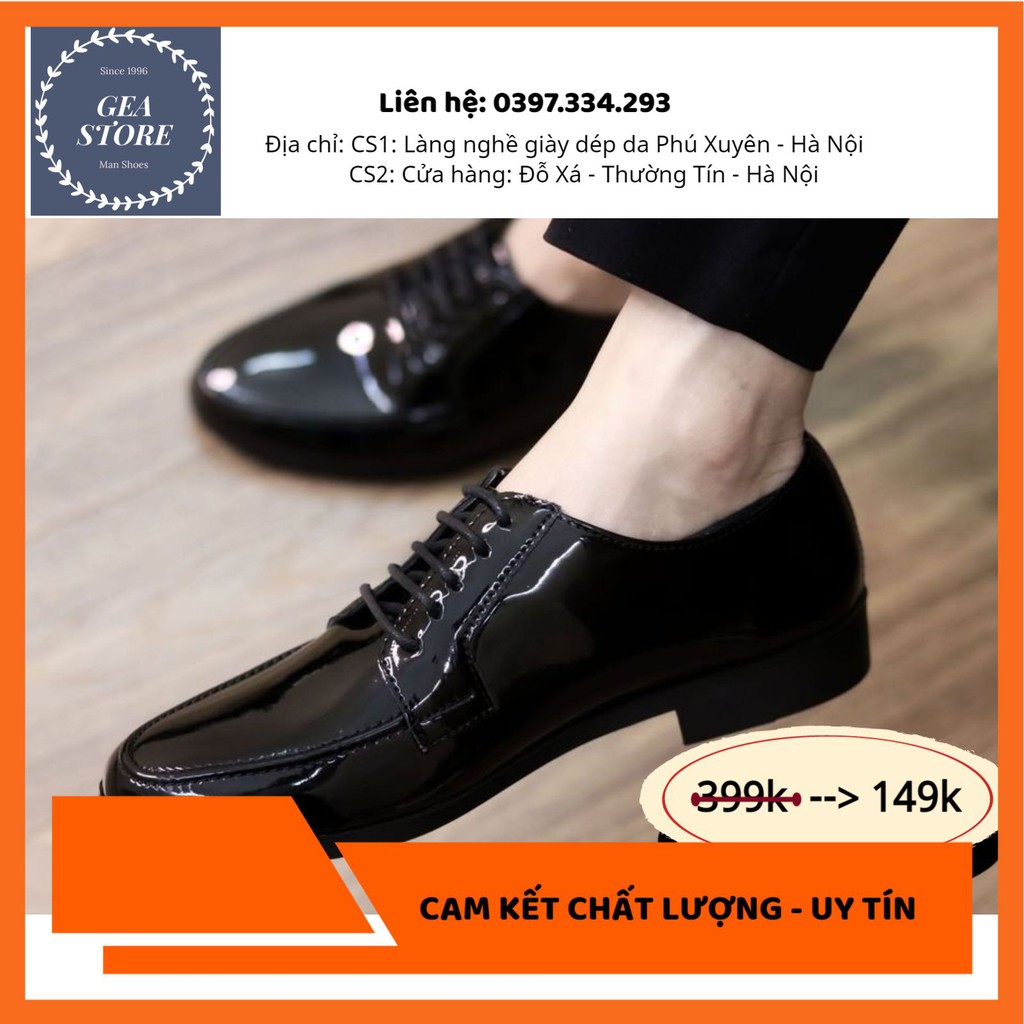 Giày tây nam công sở giá rẻ tăng chiều cao phong cách trẻ trung chất liệu da bóng đế cao su đúc - Mã GEA43