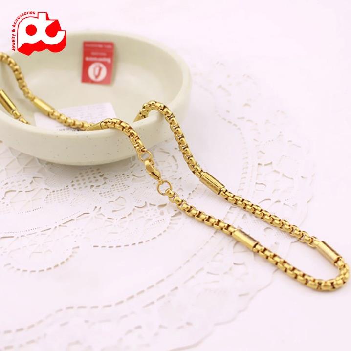 Dây chuyền nam cao cấp thời trang đẹp titan kiểu bọc khoanh chạm họa tiết chéo PT JEWELRY kích cỡ 4mm PTDCNA165