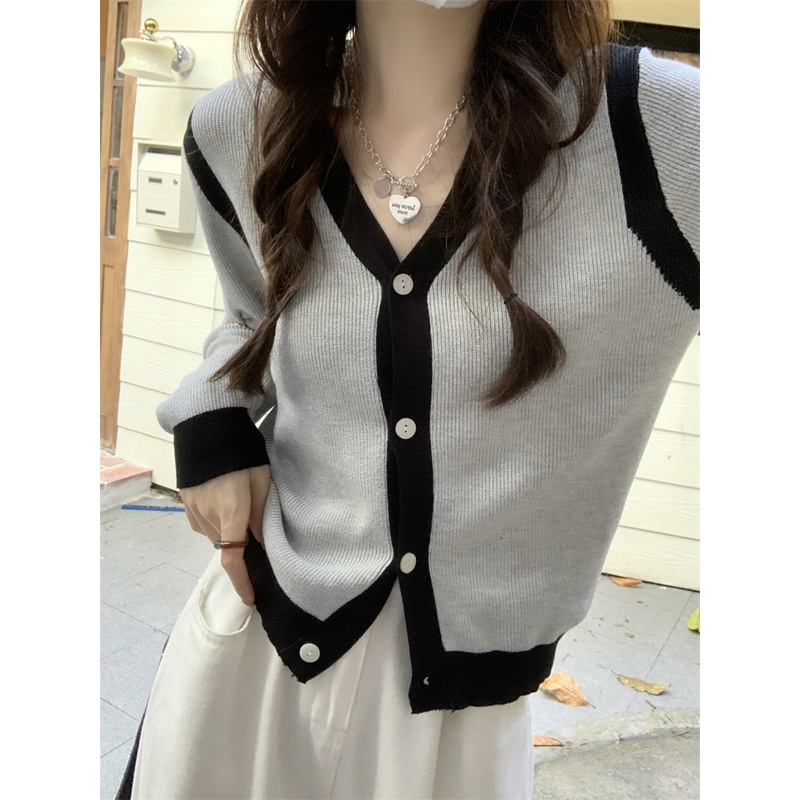 ZHELIHANGFEI Áo Khoác Len Cardigan Tay Dài Cổ Chữ V Thời Trang Cho Nữ