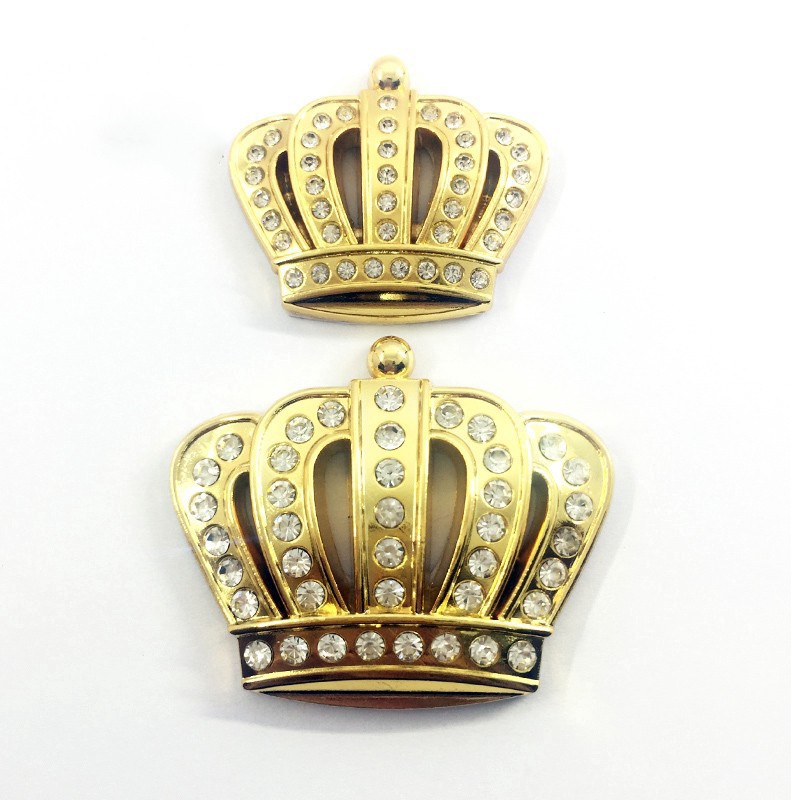 Logo Kim Loại Hình Vương Miện Đính Đá Lấp Lánh Trang Trí Xe Hơi - 1 Cái
