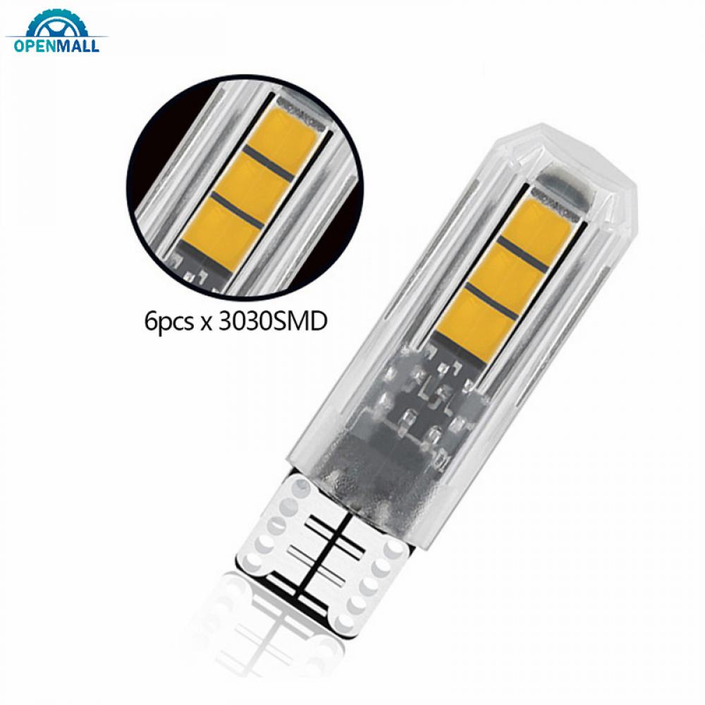 2 Đèn Led 12V T10 6LED W5W SMD Ánh Sáng Trắng Cao Cấp Cho Xe Ô Tô
