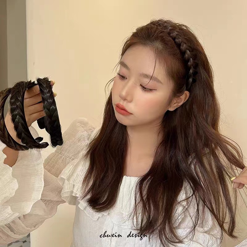 Băng đô đàn hồi nữ thời trang Băng đô hình xương cá bện