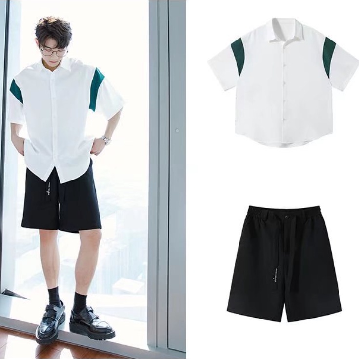 Áo Sơ Mi Tay Ngắn Dáng Rộng áo sơ mi flannel Họa Tiết Kẻ Sọc áo sơ mi trắng Thời Trang áo sơ mi nam Hàn Quốc Mới áo sơ mi nữ form rộng