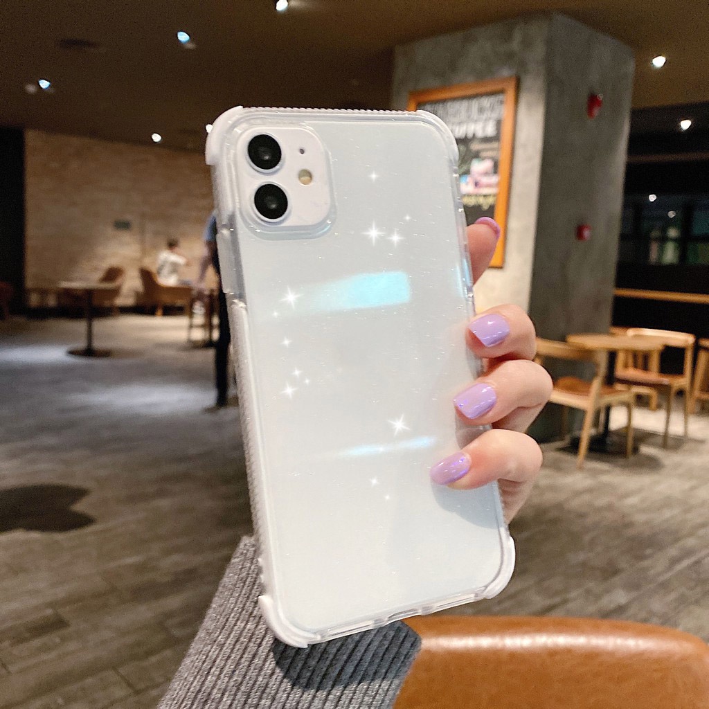 Ốp lưng điện thoại Glitter Powder cho iPhone 11 12 pro max XS Max XR X Ốp lưng TPU mềm trong suốt chống sốc cho iPhone 7 8 Plus Cas