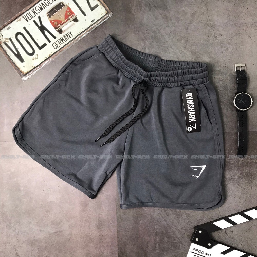 Quần đùi tập gym nam dáng squat SP185, Quần short thể thao nam thun nỉ 2 da [Gym T-Rex]