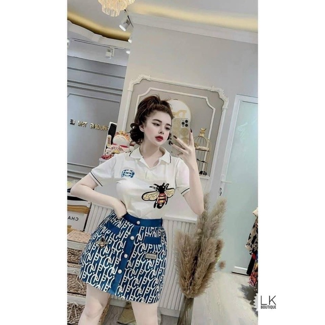Set bị ong thêu hàng đẹp cực xinh