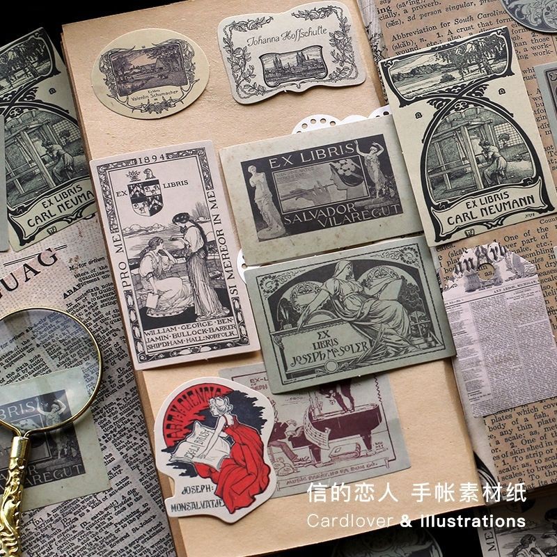 Gói 40 nhãn dán sticker phong cách vintage Tả Bí Lù Store