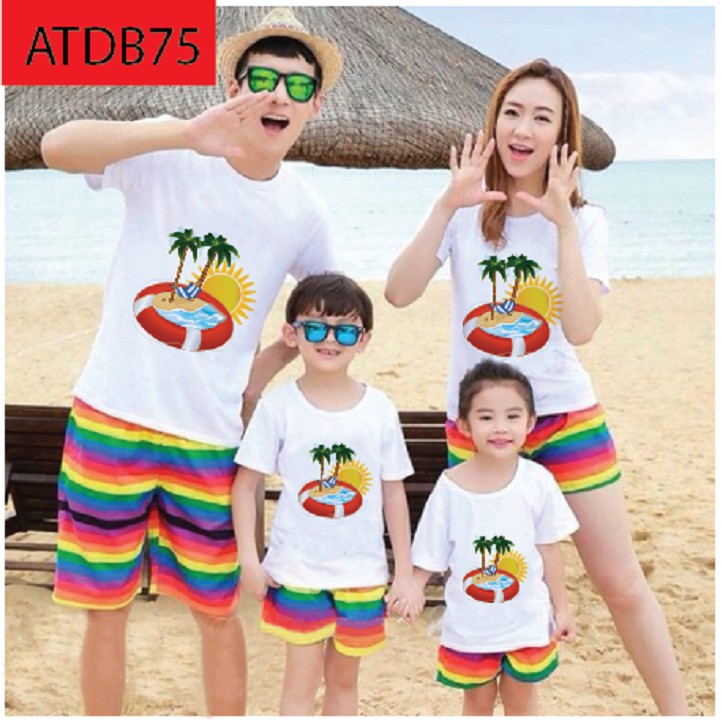 [HOT HOT] ÁO THUN ĐI BIỂN CHO GIA ĐÌNH IN HỌA TIẾT CÂY DỪA VÀ BỂ BƠI SIÊU HOT ĐỦ MÀU ĐỦ SIZE - ATDB75