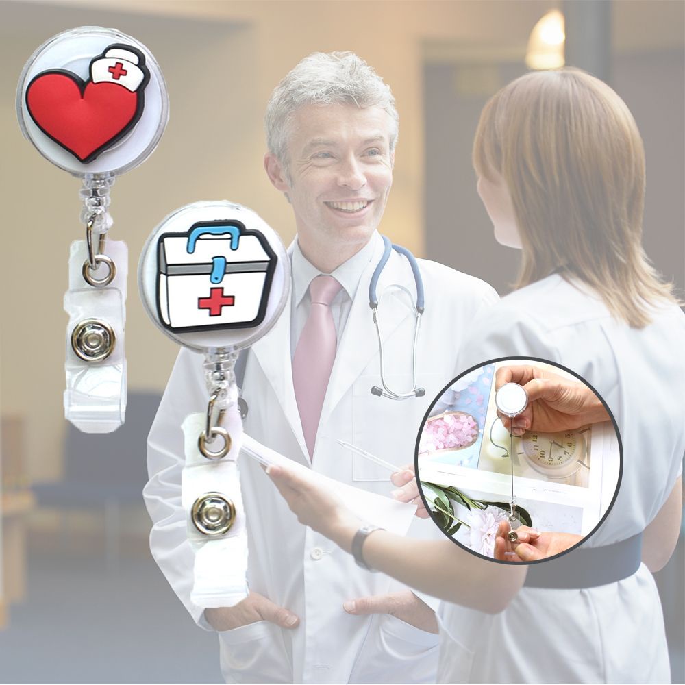 Kẹp giữ thẻ tên / huy hiệu có thể thu gọn bỉ bỉ chất lượng cao dành cho bác sĩ / y tá