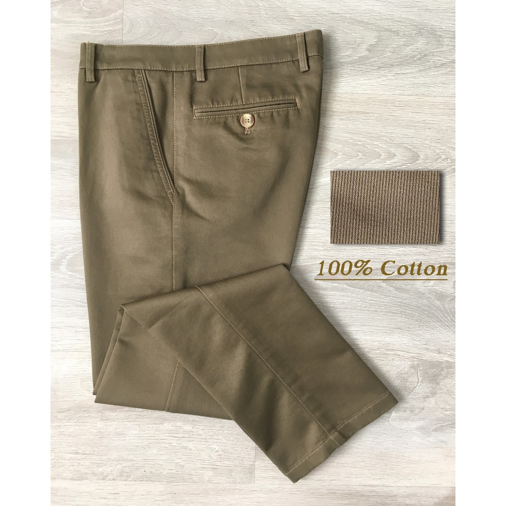 Quần kaki nam 0 ly Classic Vĩnh Tiến vải kẻ tăm 455 - D040, D041
