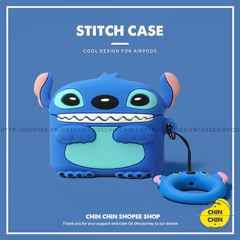 Case Airpods Hoạt Hình Stitch Cho Airpod 1 2 Pro Bằng Silicon Dẻo Siêu Cute - Chin Chin Shop