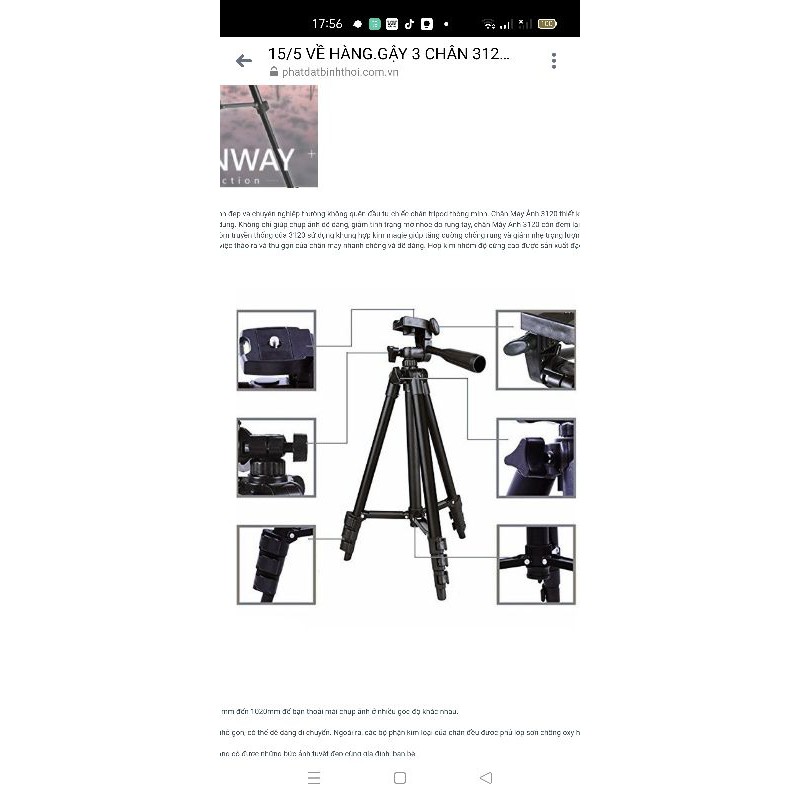 Gậy 3 chân chụp hình máy ảnh, điện thoại Tripod TF - 3120 loại tốt