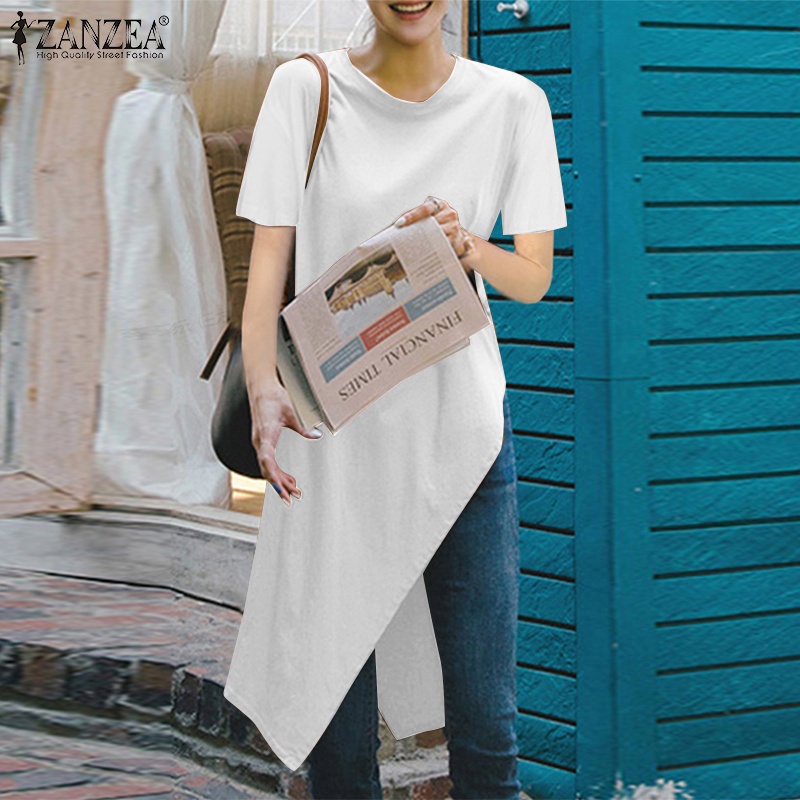 Đầm thun Zanzea dài tay xẻ tà thời trang cho nữ