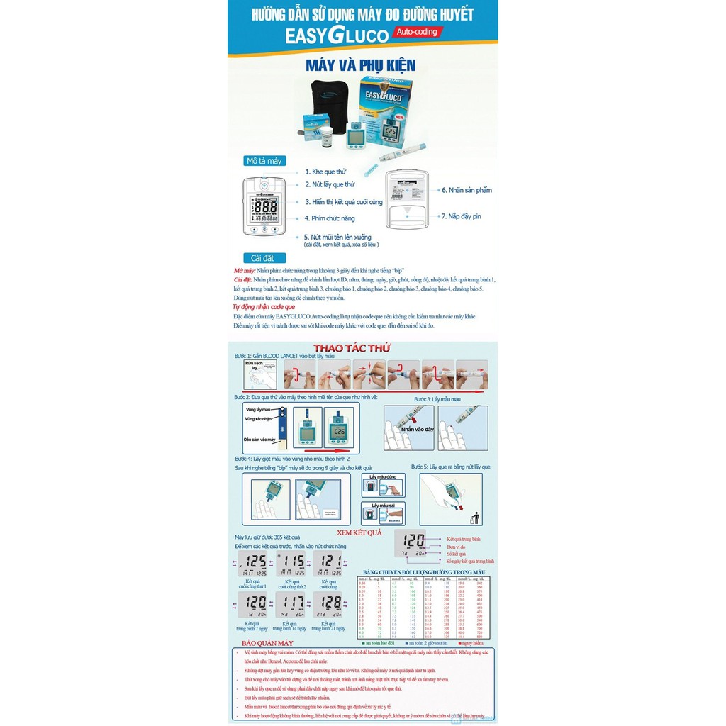 Máy đo đường huyết Easy gluco (Made in Korea) tự động nhận Code. Bảo hành trọn đời, Test tiểu đường nhanh, chính xác 99%
