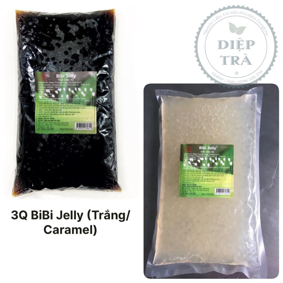 Thạch 3Q BiBi Jelly Việt Nam 2kg (Nguyên vị/ Caramel/Đào hồng/Khoai môn/Táo xanh/Xoài/Trái cây nhiệt đới)