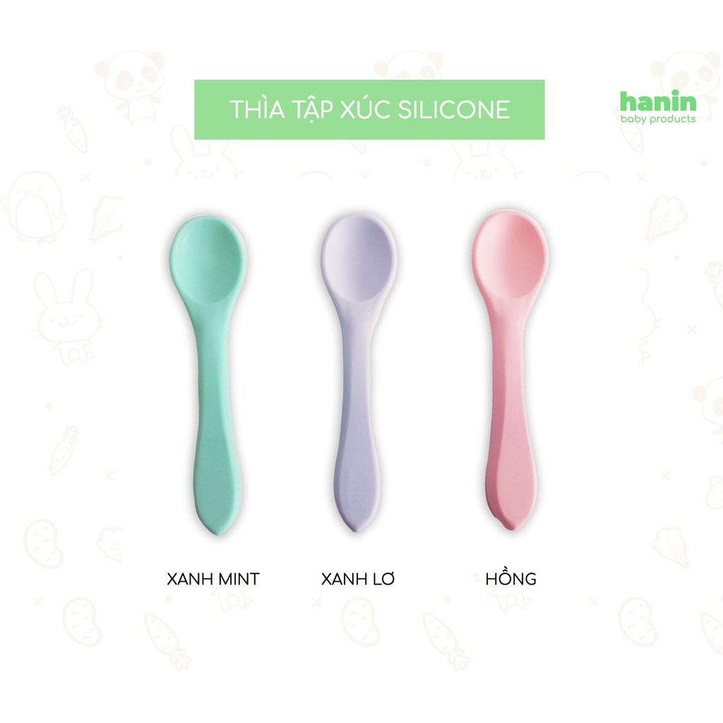 Thìa muỗng ăn dặm silicon cho bé tập xúc Hanin Baby - Thiết kế thông minh, chất liệu an toàn