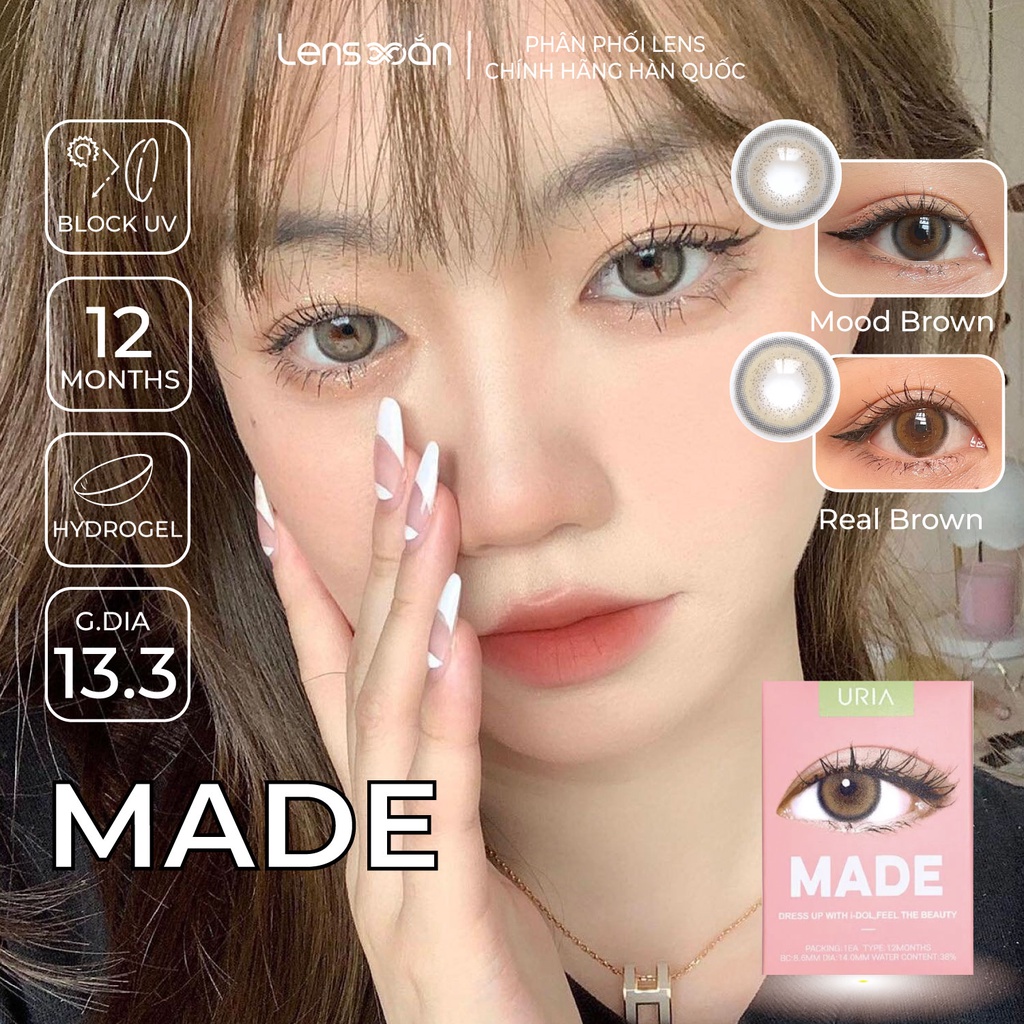 Kính áp tròng cận 12 tháng LENS XOẮN viền tự nhiên tone tây IDOL LENS MADE