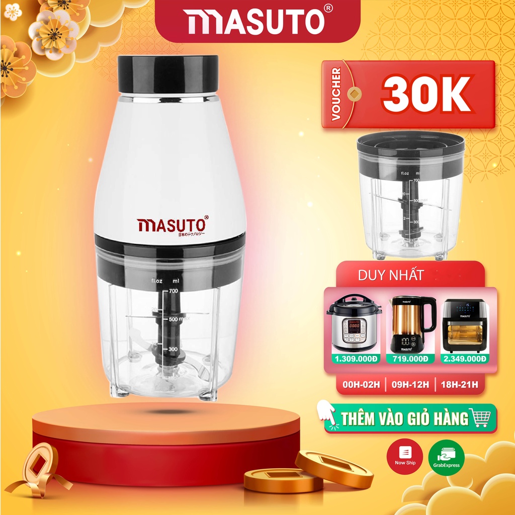 [VOUCHER 30K] Máy xay sinh tố đa năng Masuto xay thịt tôm cua cá ăn dặm siêu nhuyễn mịn chỉ 10s cối nhựa 0,7L