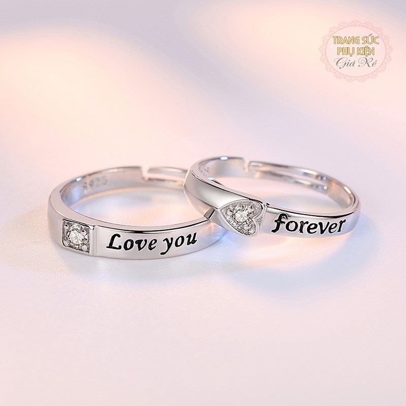 Nhẫn cặp nam nữ NC07 &quot;LOVE YOU&quot; -  &quot;FOREVER&quot;, bạc Ý S925 NC07