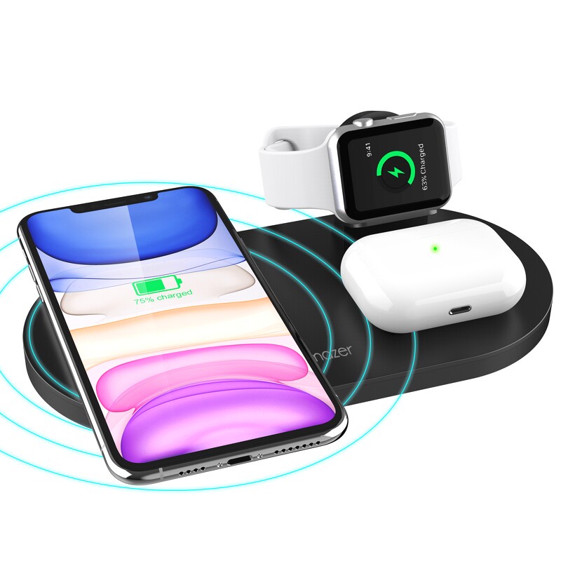 Sạc không dây 6 in 1 Mewland C6 15W tích hợp sạc điện thoại, đồng hồ, airpod tiện lợi chính hãng