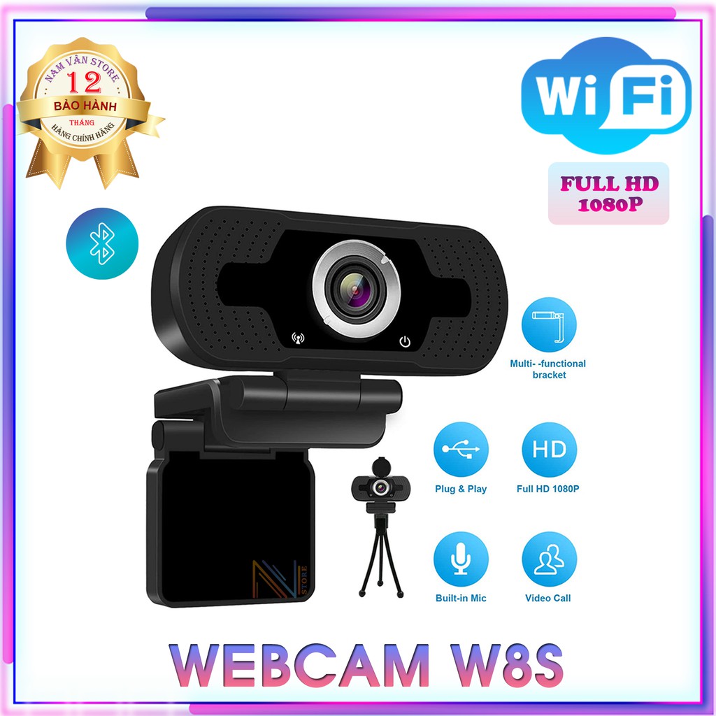 Camera Webcam W8S Full HD 1080P - Có Micro, Cổng Kết Nối USB Không Cần Cài Driver - Hàng Chính Hãng | WebRaoVat - webraovat.net.vn