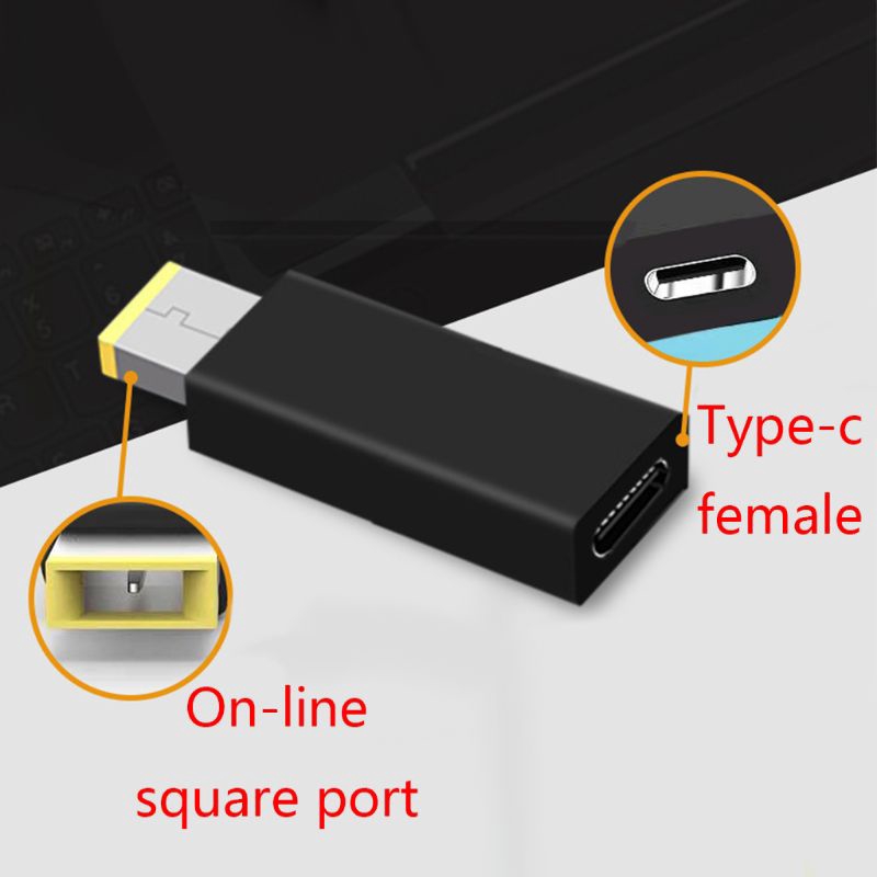 Đầu chuyển đổi nguồn USB Type-C đầu âm sang đầu vuông dương cho pin Lenovo